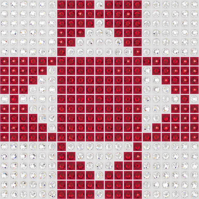 Ohio Star - Turkey Red - crystal art by Julia Roshkow - detail