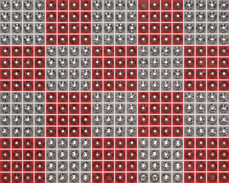 Red and Gray Check 1-6 - crystal art by Julia Roshkow - detail